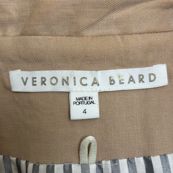 Veronica Beard Empire Miller Dickey Linen Blazer Jacket Tan Khaki Gold Buttons 4 - Picture 8 of 10